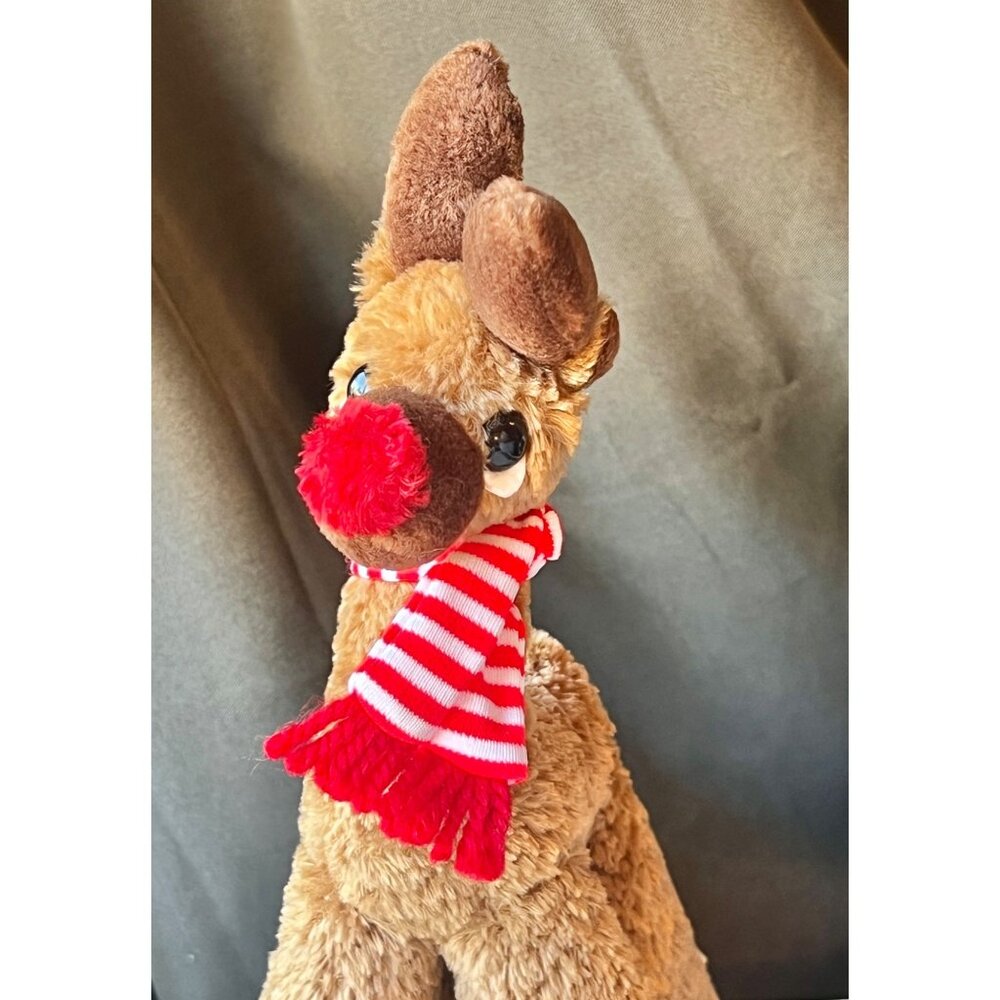 Rudolph Bestever Plush Reindeer Stuffed Animal Toy With Red Scarf & Antlers 14"